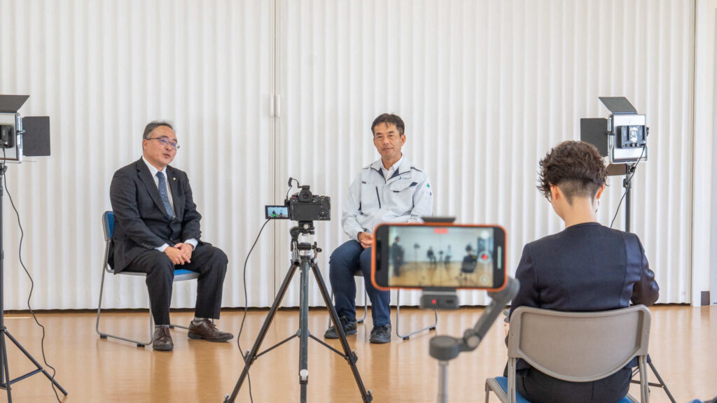 あおい警備保障 熊本福岡警備会社 お客様の声 藤永組　藤永社長　大橋社長　談笑　笑顔　インタビュー　対談